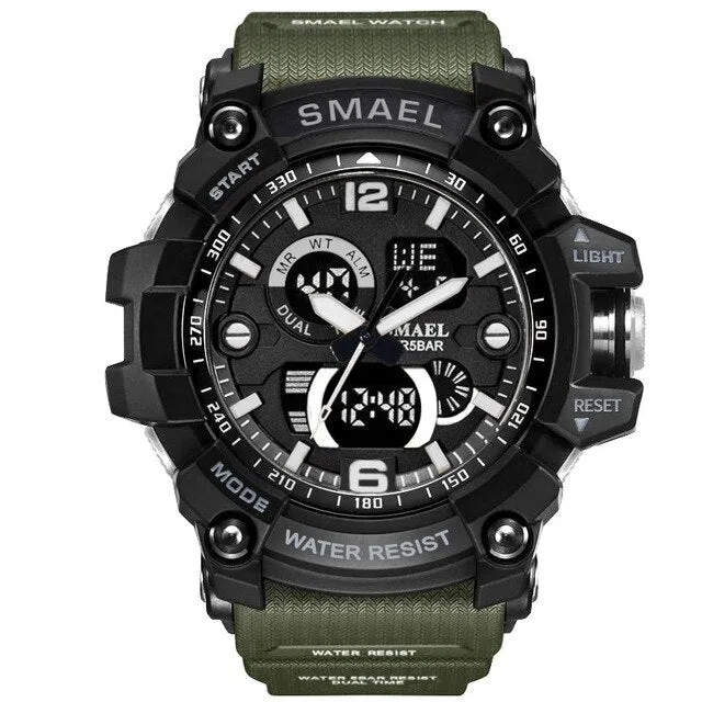 SMAEL Digital Watch for Men Sport Men Quartz Sports Watches Luxury Brand Cool LED Military Wristwatch Timer Male