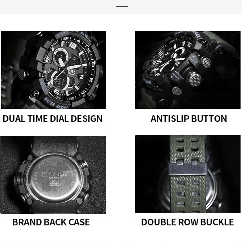 SMAEL Digital Watch for Men Sport Men Quartz Sports Watches Luxury Brand Cool LED Military Wristwatch Timer Male
