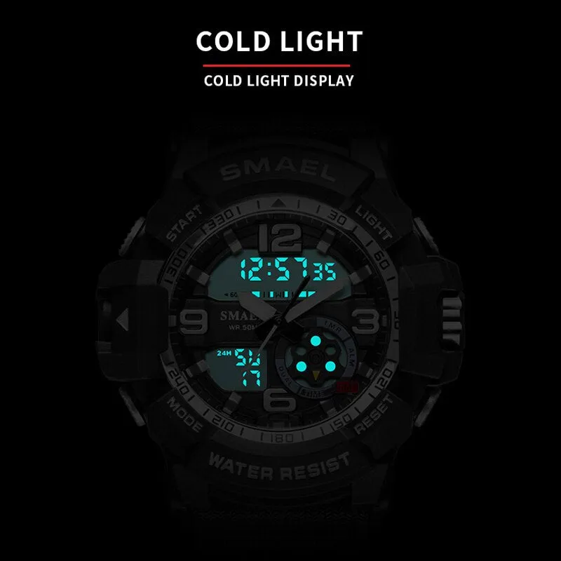 SMAEL Digital Watch for Men Sport Men Quartz Sports Watches Luxury Brand Cool LED Military Wristwatch Timer Male