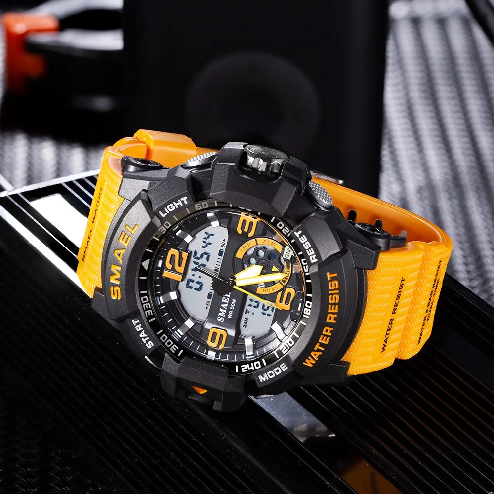 SMAEL Digital Watch for Men Sport Men Quartz Sports Watches Luxury Brand Cool LED Military Wristwatch Timer Male