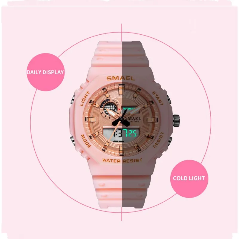 SMAEL Fashion Women Digital Watch Top Luxury Brands Sports Ladies Watches LED Quartz Small Dial Wrist Watch Relogio Feminino