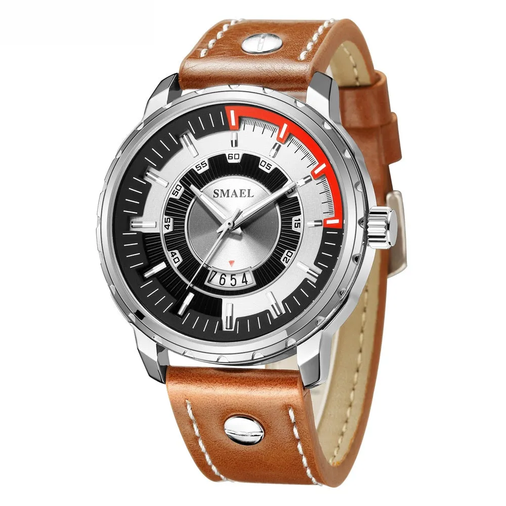 SMAEL Luxury Brand Mens Sport Watch Casual Leather Waterproof Quartz Watches Men Date Military Wristwatches relogio masculino