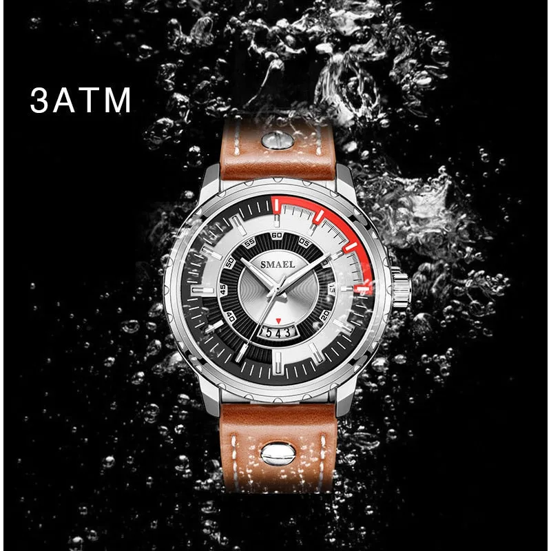 SMAEL Luxury Brand Mens Sport Watch Casual Leather Waterproof Quartz Watches Men Date Military Wristwatches relogio masculino