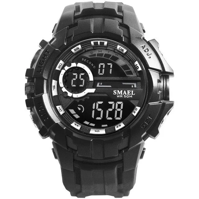 smael men LED digital clock wristwatches golden electronic big dial watches mens 50M waterproof outdoor sports watch military