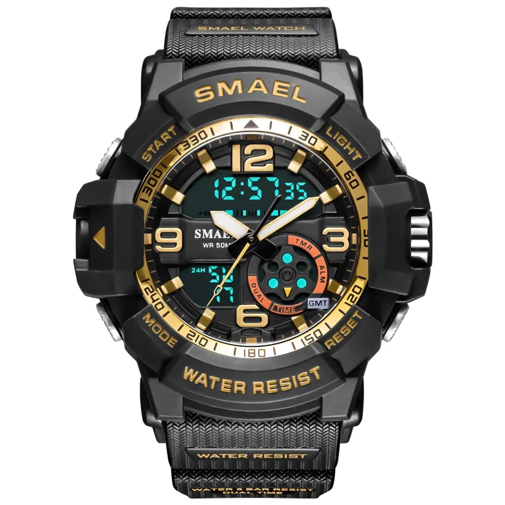 SMAEL Men Military Watch 50m Waterproof Wristwatch LED Quartz Clock Male relogios masculino 1617 Digital Sports Watches Men&#39;s