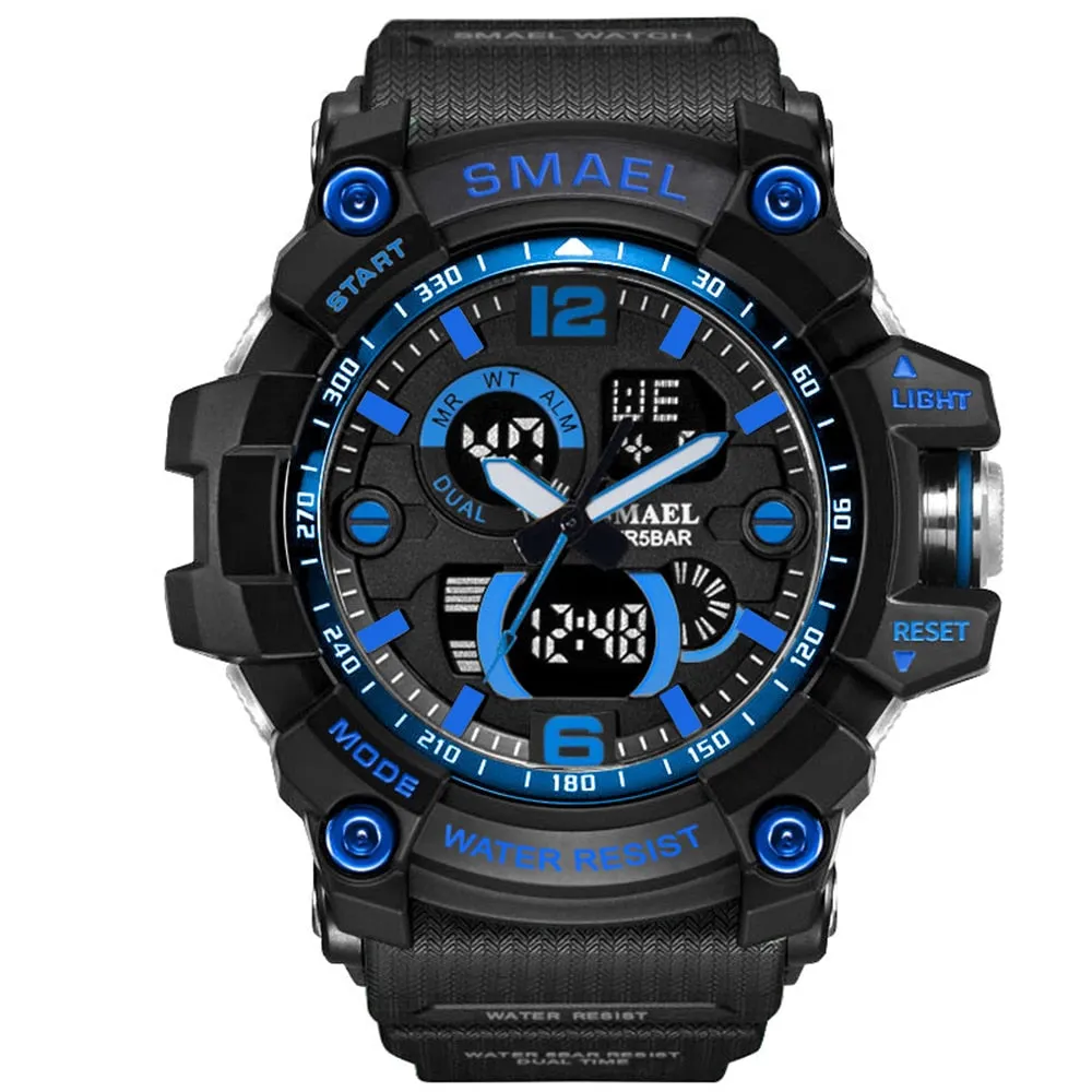 SMAEL Men Military Watch 50m Waterproof Wristwatch LED Quartz Clock Male relogios masculino 1617 Digital Sports Watches Men&#39;s