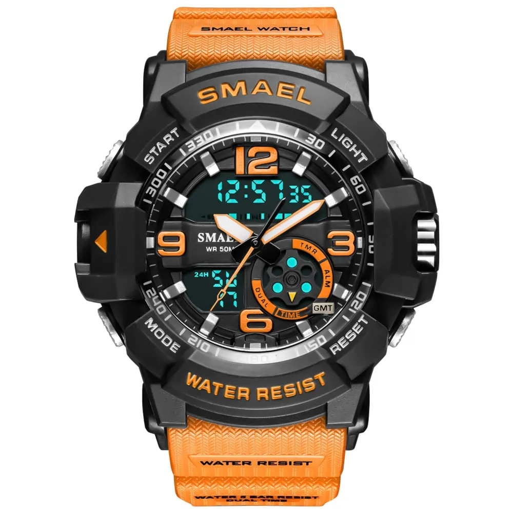 SMAEL Men Military Watch 50m Waterproof Wristwatch LED Quartz Clock Male relogios masculino 1617 Digital Sports Watches Men&#39;s
