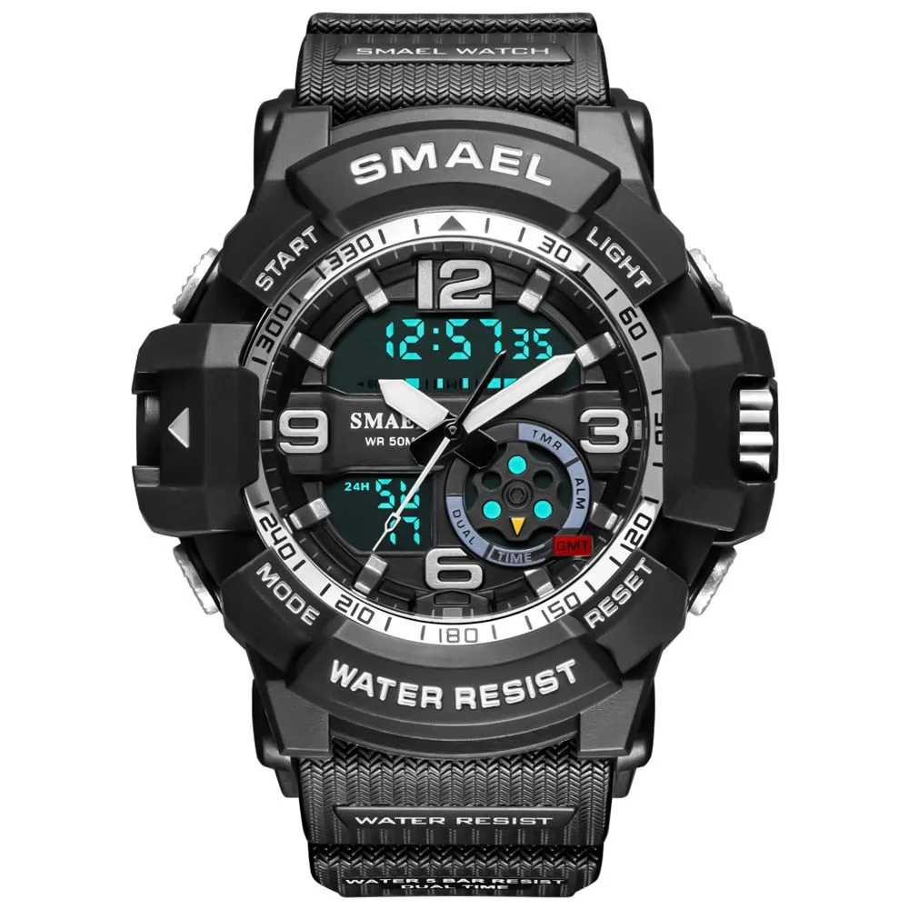 SMAEL Men Military Watch 50m Waterproof Wristwatch LED Quartz Clock Male relogios masculino 1617 Digital Sports Watches Men&#39;s