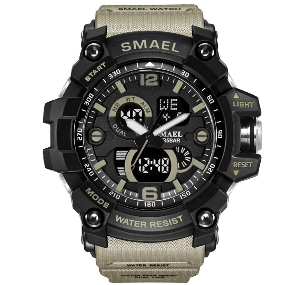SMAEL Men Military Watch 50m Waterproof Wristwatch LED Quartz Clock Male relogios masculino 1617 Digital Sports Watches Men&#39;s