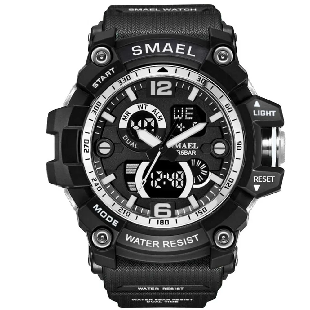 SMAEL Men Military Watch 50m Waterproof Wristwatch LED Quartz Clock Male relogios masculino 1617 Digital Sports Watches Men&#39;s