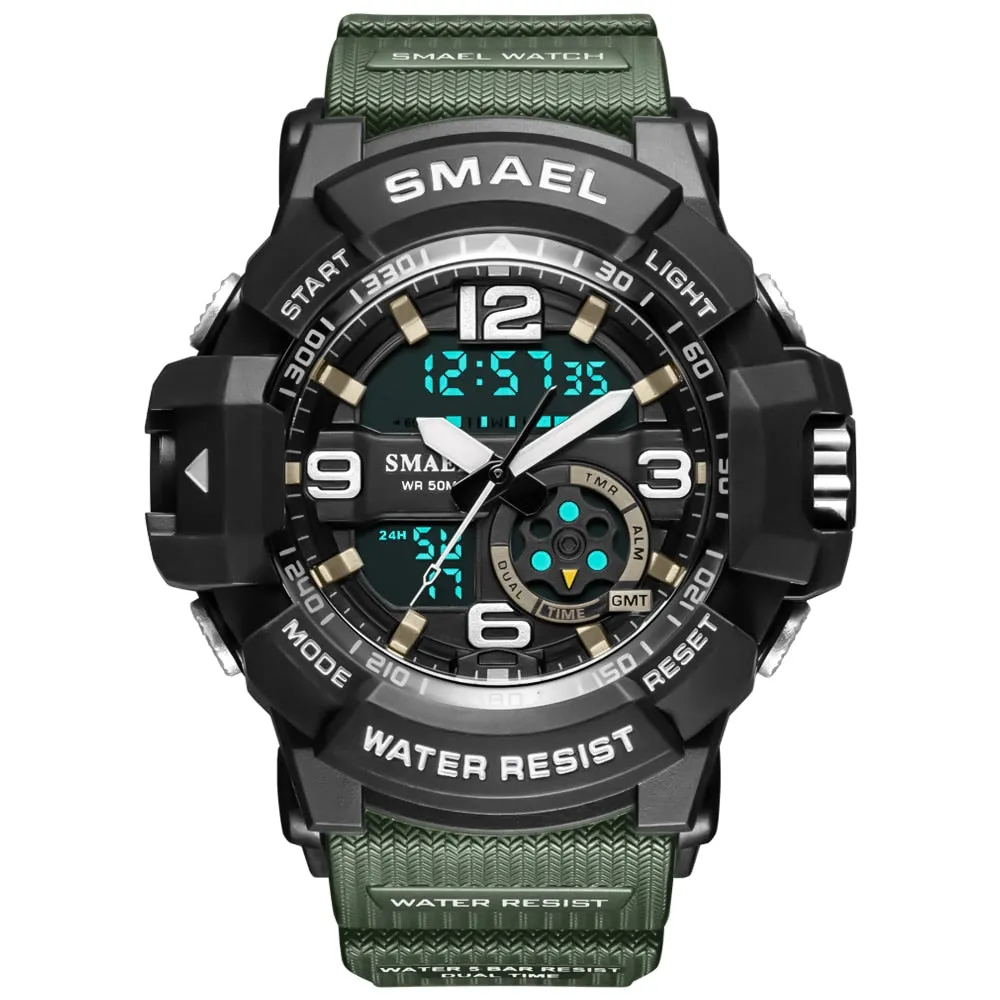 SMAEL Men Military Watch 50m Waterproof Wristwatch LED Quartz Clock Male relogios masculino 1617 Digital Sports Watches Men&#39;s
