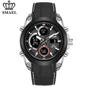SMAEL Mens Sports Watches Fashion Waterproof LED Analog Digital Watch Men Multifunction Military Backlight Clock Male WristWatch