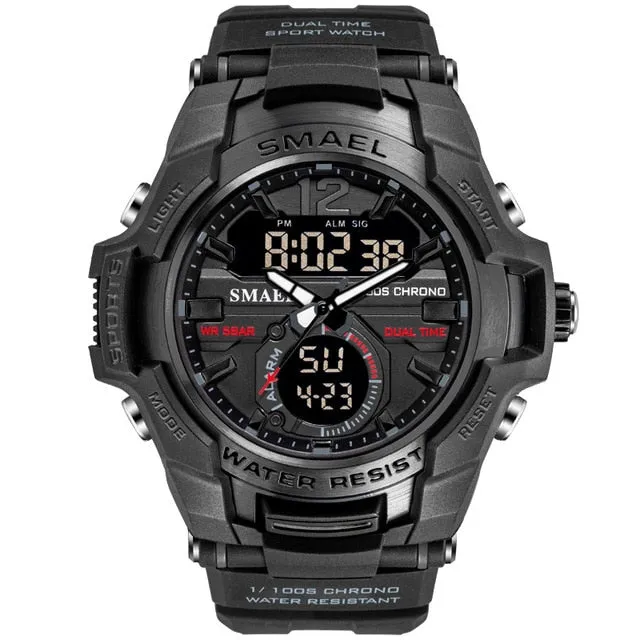 SMAEL Sport Watch Men Waterproof Wristwatch Big Dial Quartz LED Digital Watches Men&#39;s Camouflage Case Military Chronograph Clock