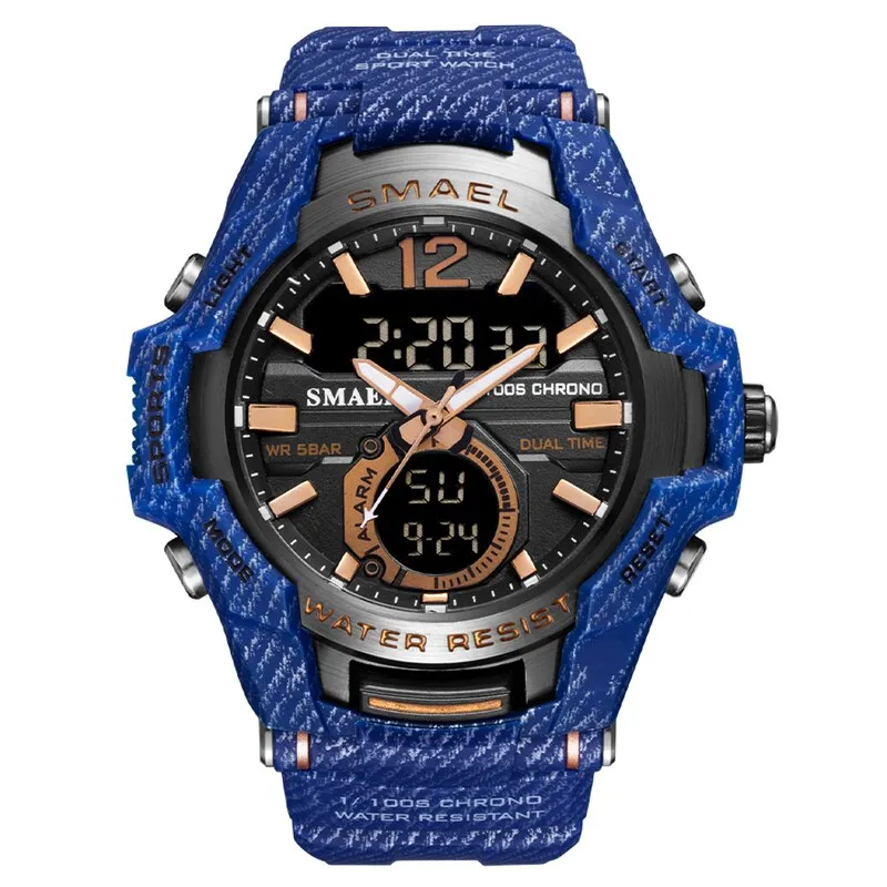 SMAEL Sport Watch Men Waterproof Wristwatch Big Dial Quartz LED Digital Watches Men&#39;s Camouflage Case Military Chronograph Clock