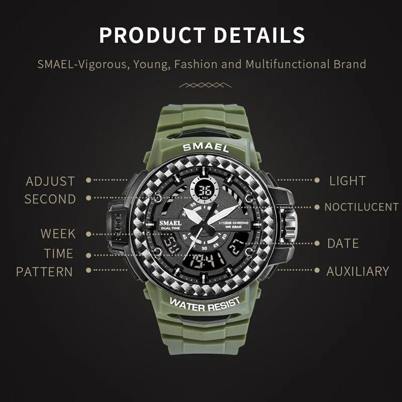 SMAEL Sports Men&#39;s Watches Top Brand Luxury Military Quartz Watch Men Waterproof Shock Wristwatches Relogio Masculino 2022 Clock