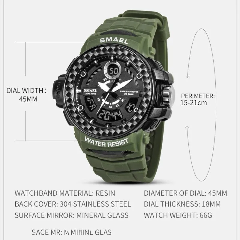 SMAEL Sports Men&#39;s Watches Top Brand Luxury Military Quartz Watch Men Waterproof Shock Wristwatches Relogio Masculino 2022 Clock