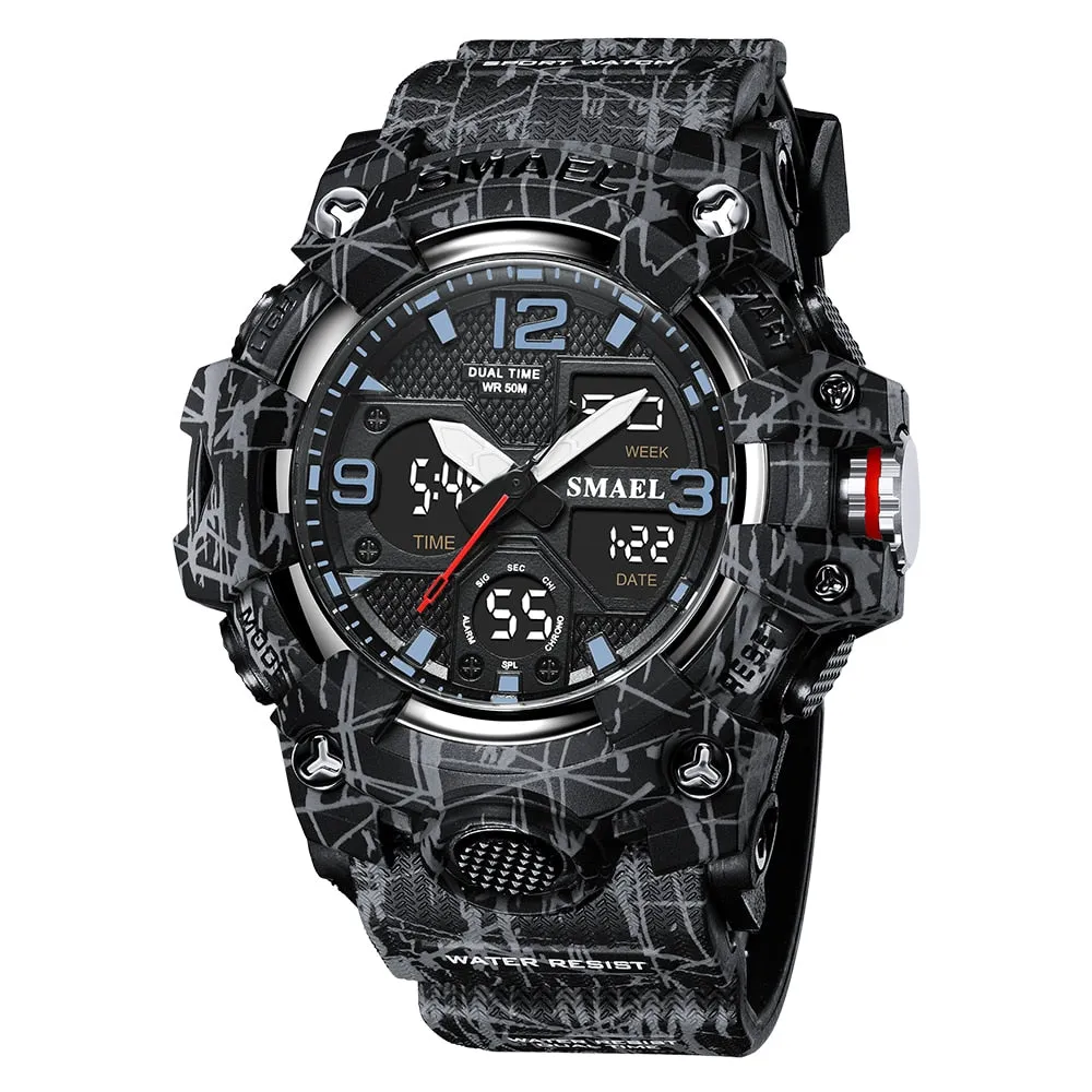 SMAEL Watches Men Sports Watch Top Brand Luxury Military Alarm Dual Display Digital Quartz Waterproof Wristwatch For Male Clock