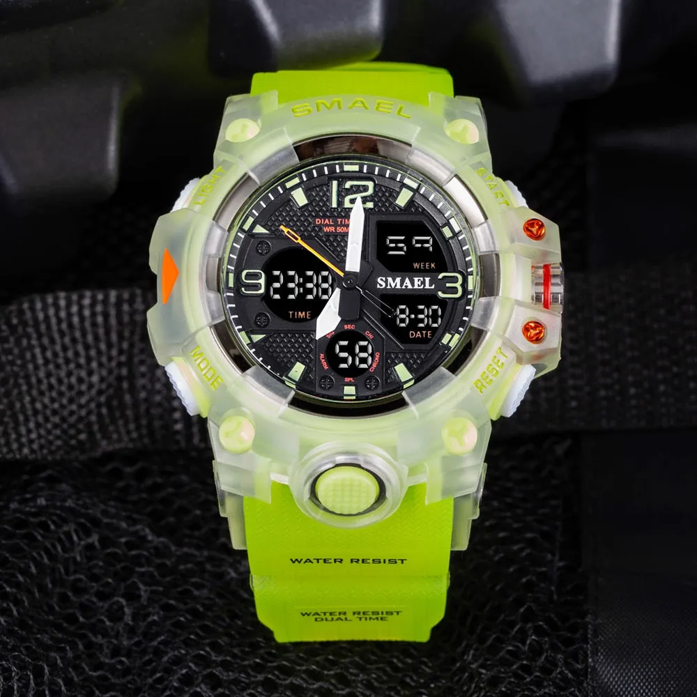 SMAEL Watches Men Sports Watch Top Brand Luxury Military Alarm Dual Display Digital Quartz Waterproof Wristwatch For Male Clock