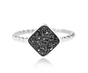 Small Square Black Druzy Ring