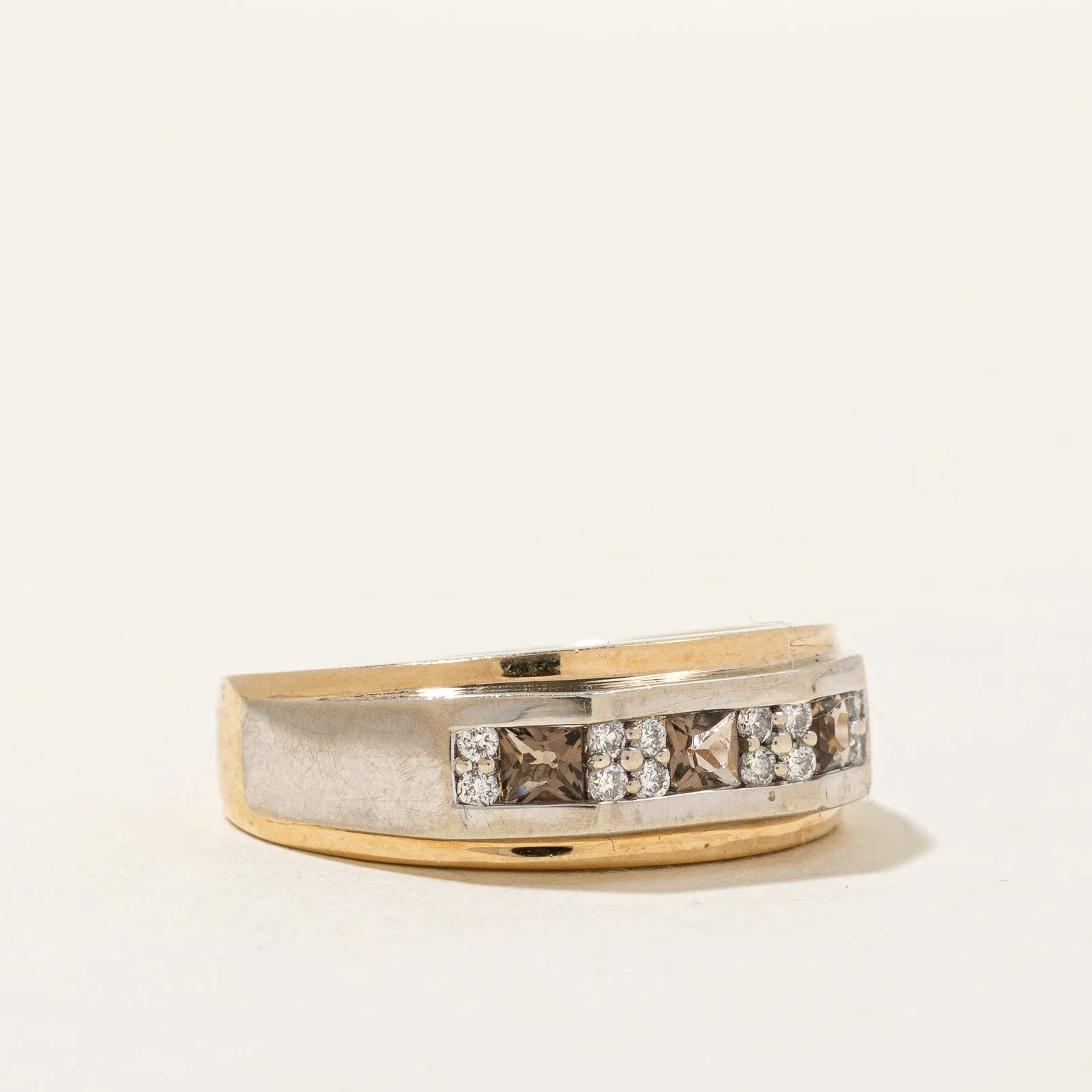 Smoky Quartz & Diamond Ring | 0.30ct, 0.18ctw | SZ 10.5 |