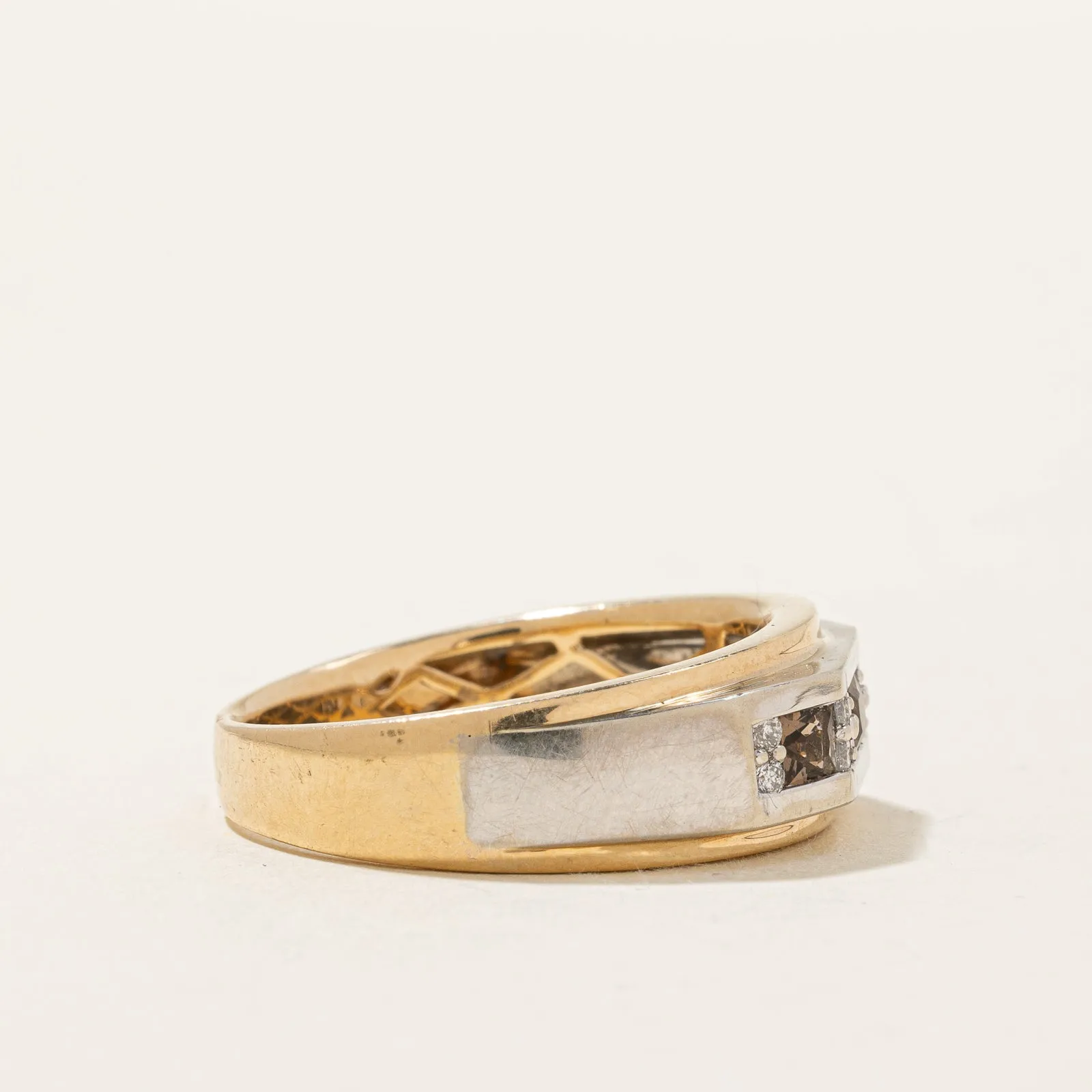 Smoky Quartz & Diamond Ring | 0.30ct, 0.18ctw | SZ 10.5 |