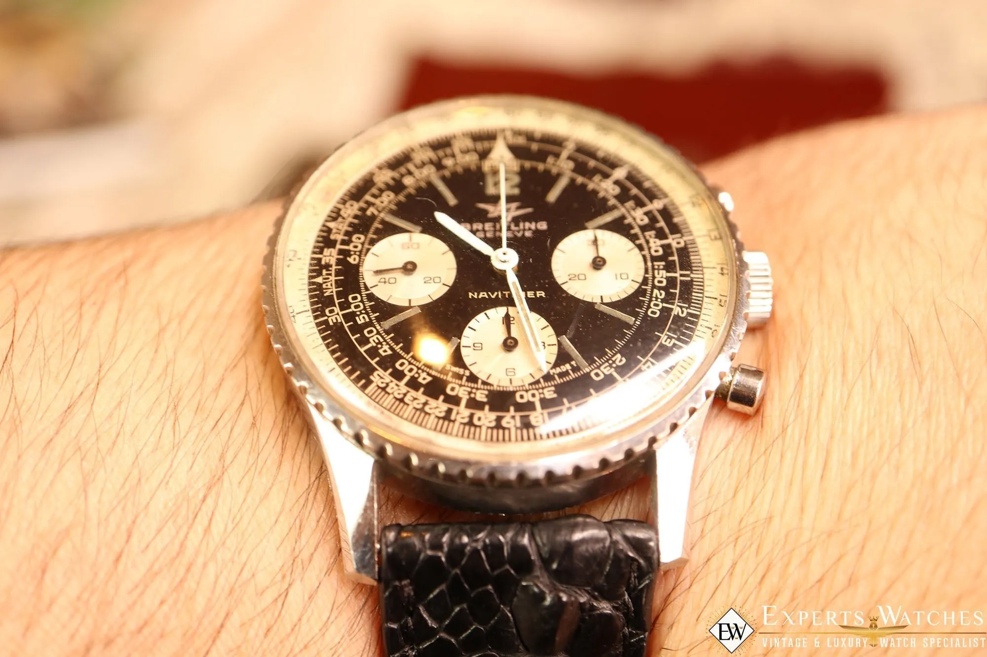 Sold!!!! Vintage Serviced 1966 Breitling 806 Navitimer Panda Dial Pilot CPO Watch Two Jet