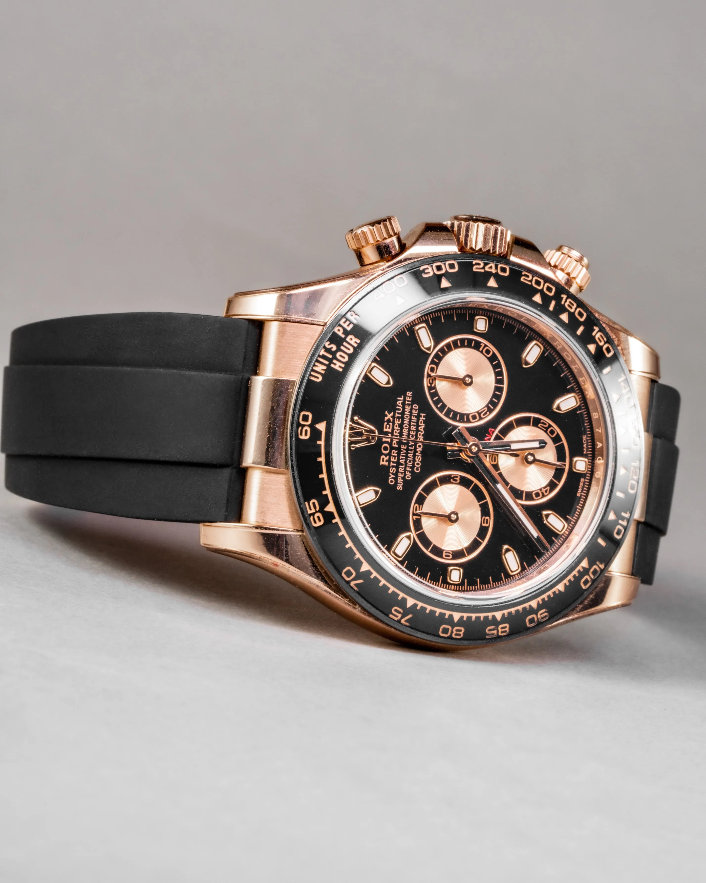 Solitaire Rubber straps in Classic Black for Rolex Daytona 116515