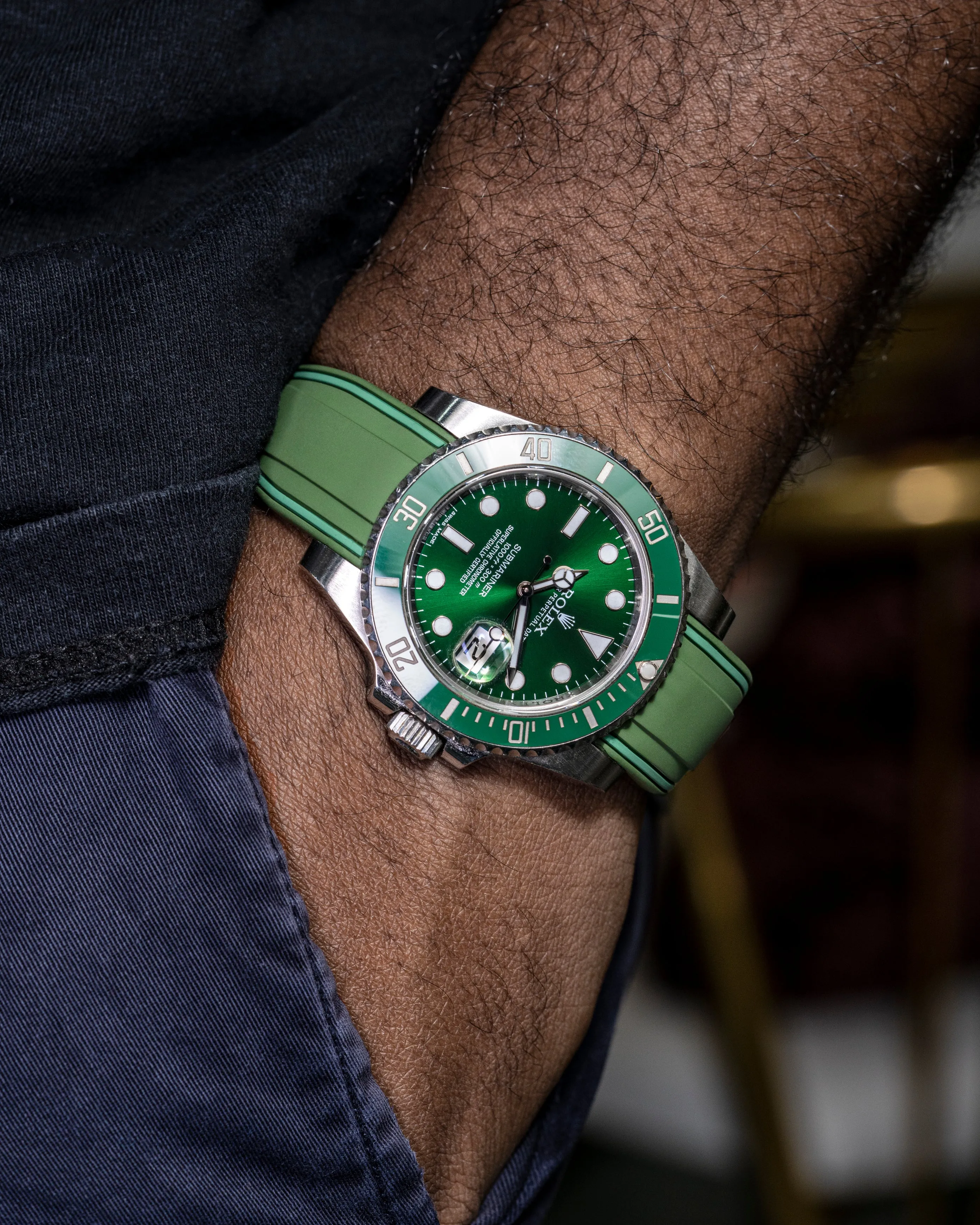 Solitaire Rubber straps in Deep Emerald Green for Rolex Submariner Hulk 116610LV
