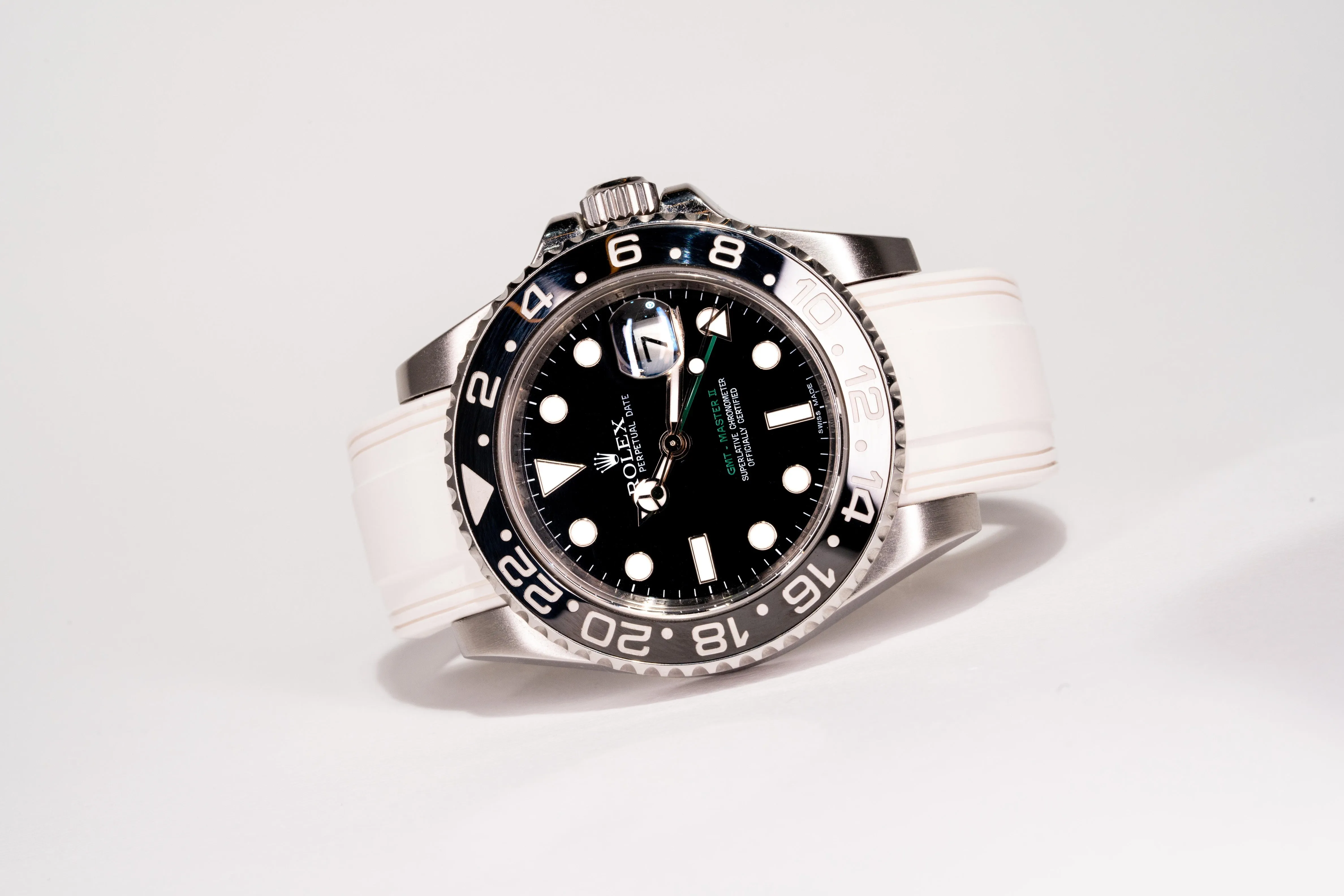 Solitaire Rubber straps in Snowy White for Rolex GMT-Master II 116710LN