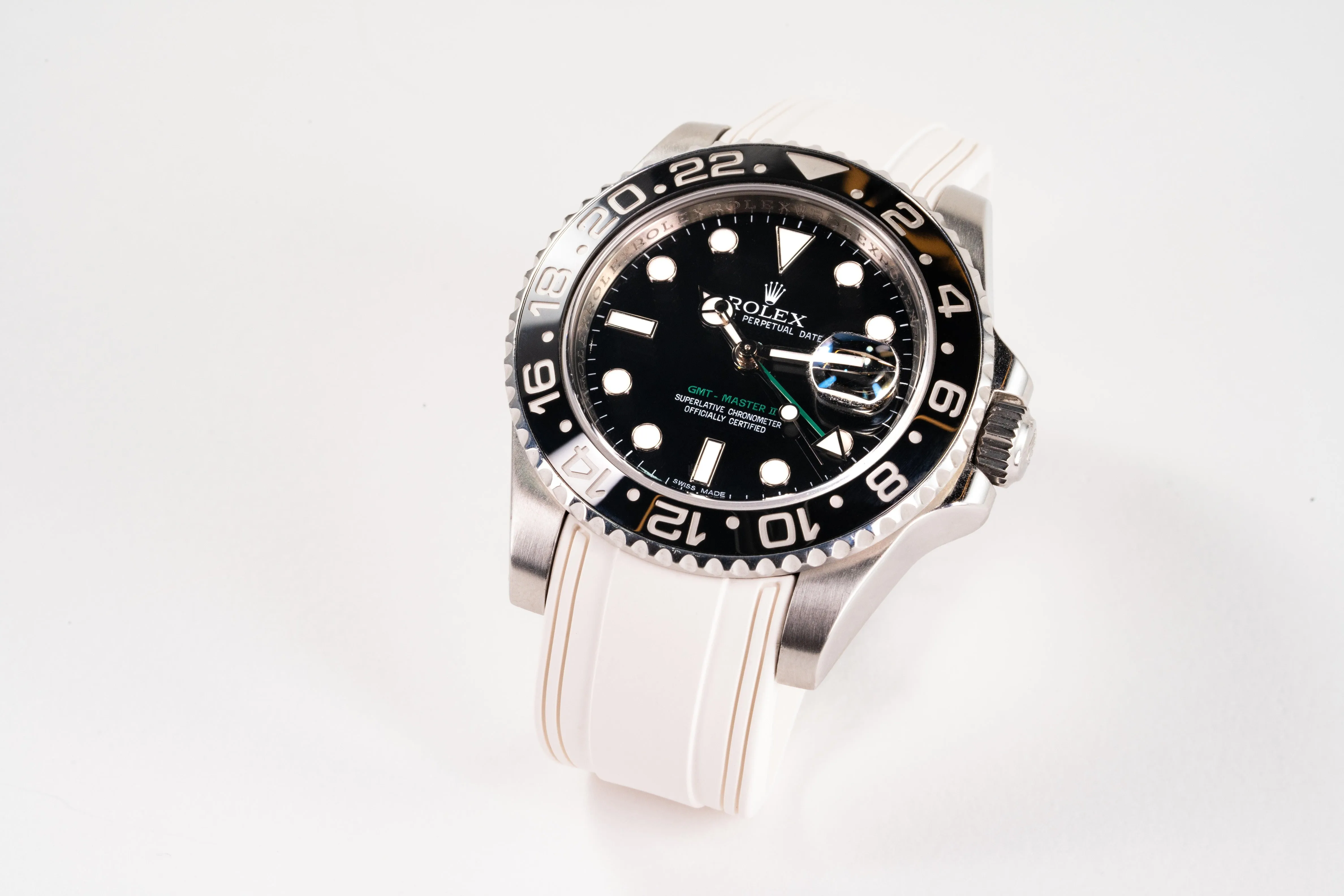 Solitaire Rubber straps in Snowy White for Rolex GMT-Master II 116710LN