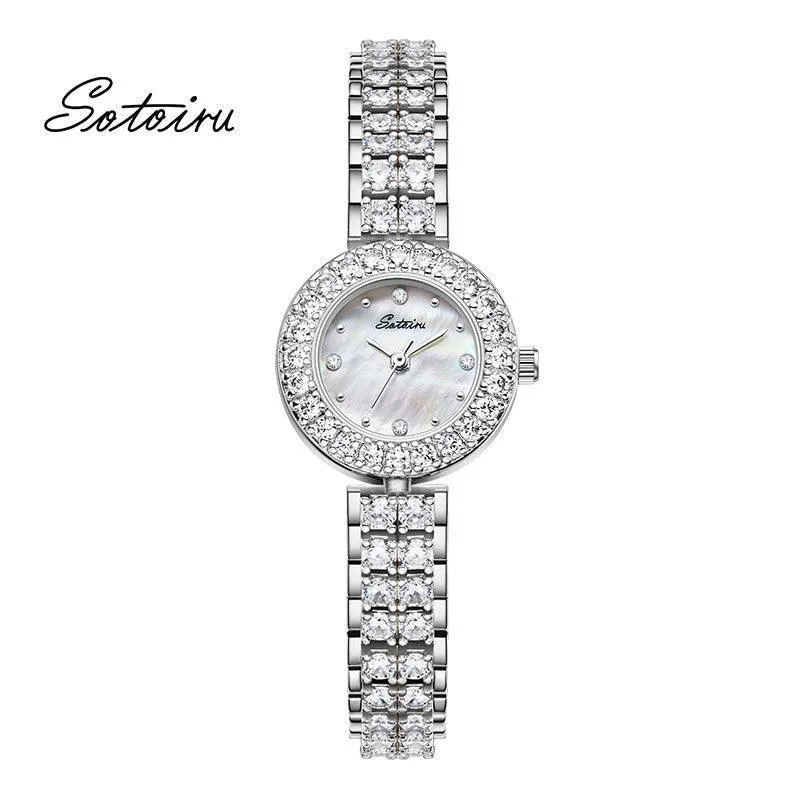 Sotoiru Bracelet Watches Round Full Zircon Watch for Women Gifts T2027