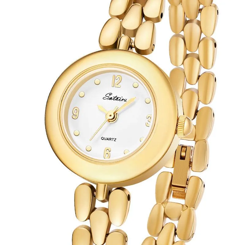 Sotoiru Vintage Gold Watches Fashion Round Bracelet Wristwatch for Women T3024G