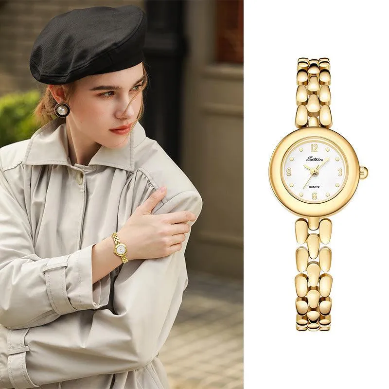 Sotoiru Vintage Gold Watches Fashion Round Bracelet Wristwatch for Women T3024G