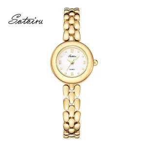 Sotoiru Vintage Gold Watches Fashion Round Bracelet Wristwatch for Women T3024G