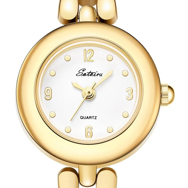 Sotoiru Vintage Gold Watches Fashion Round Bracelet Wristwatch for Women T3024G