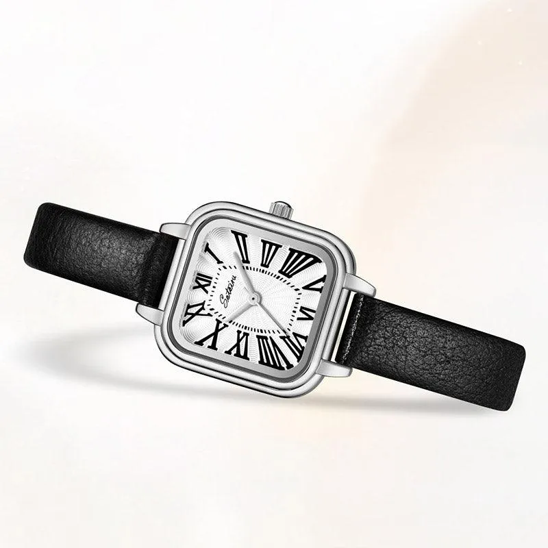Sotoiru Vintage Square Watches for Women with Leather Strap for Daily Wear T3018W