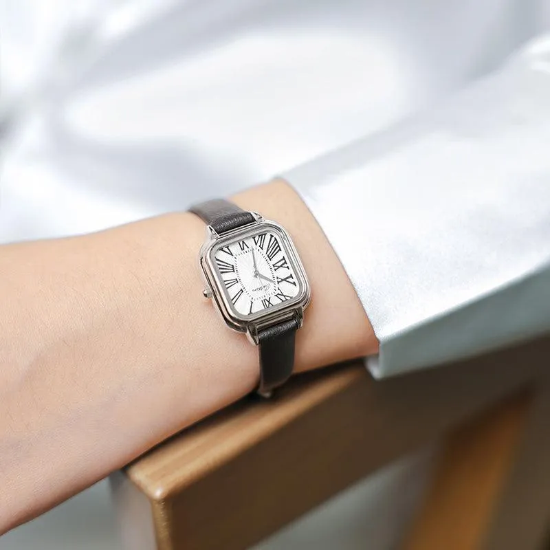 Sotoiru Vintage Square Watches for Women with Leather Strap for Daily Wear T3018W