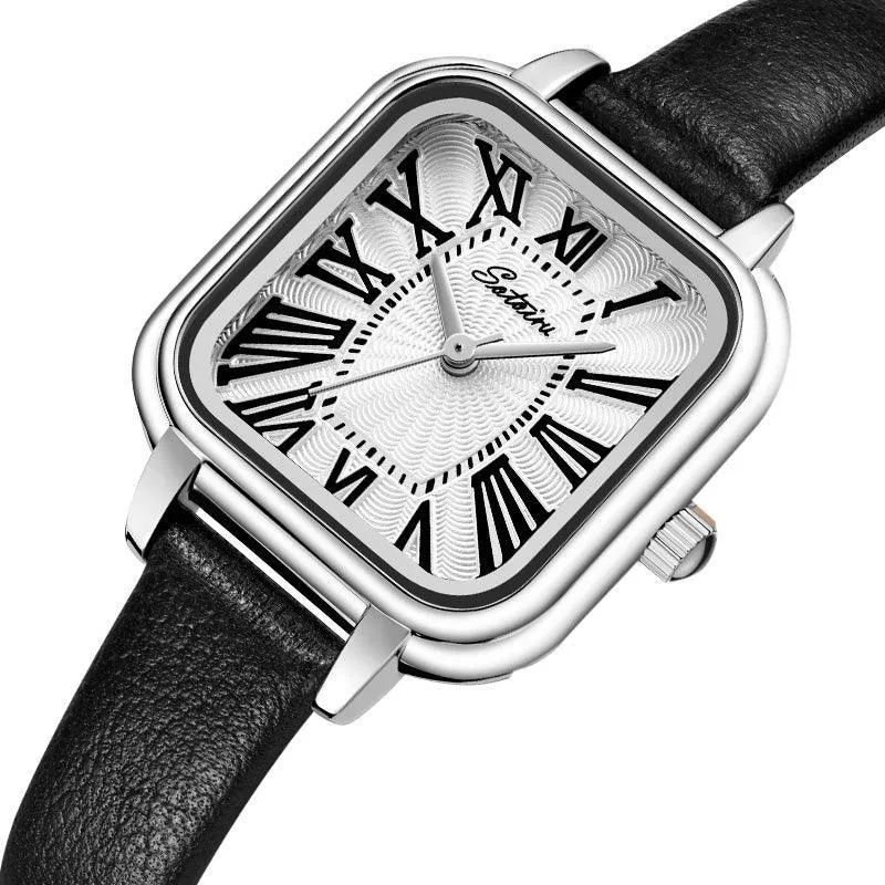 Sotoiru Vintage Square Watches for Women with Leather Strap for Daily Wear T3018W