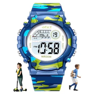 Spiky Military Digital Sports Watch - Blue