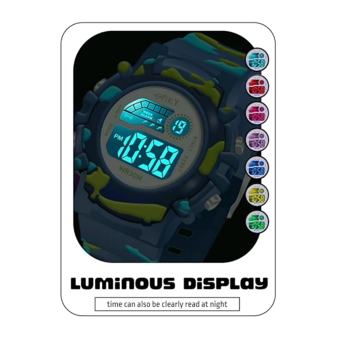Spiky Military Digital Sports Watch - Blue