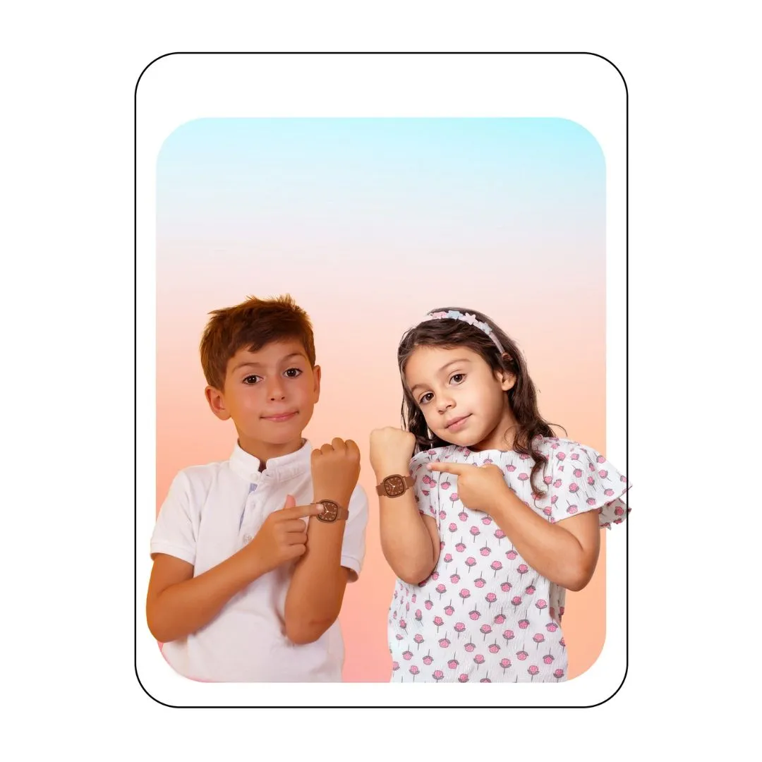 Spiky Square Analog Watch for Kids - Brown