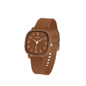 Spiky Square Analog Watch for Kids - Brown