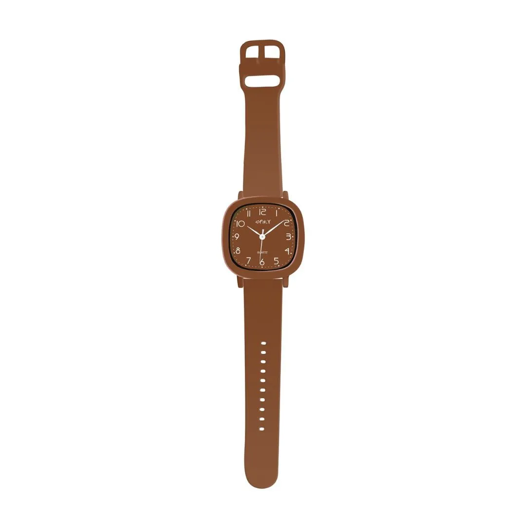 Spiky Square Analog Watch for Kids - Brown