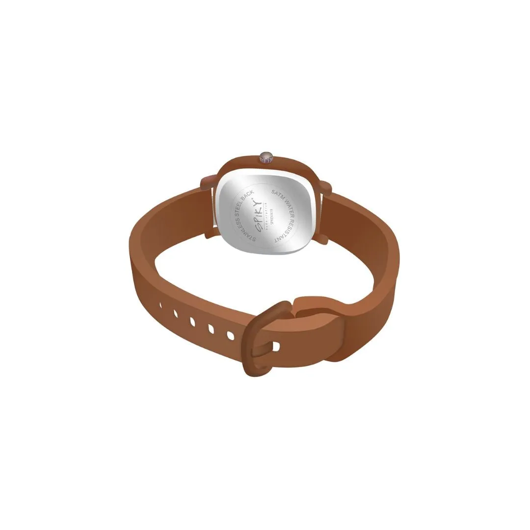 Spiky Square Analog Watch for Kids - Brown