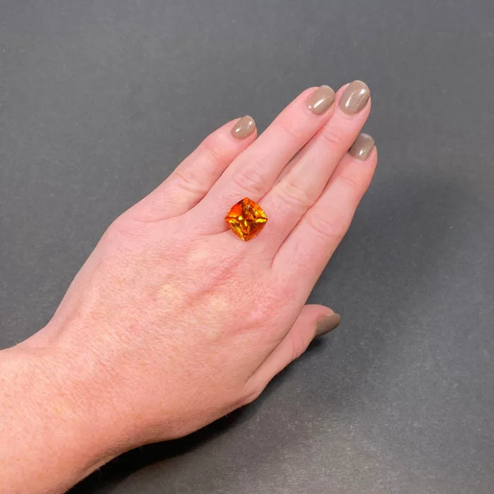 Square Cushion Cut Citrine 12.74 Carats