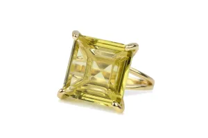 Square Lemon Quartz in 14k Gold Ring