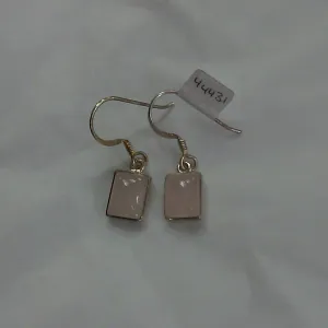 Square Rose Quartz Dangling Earrings