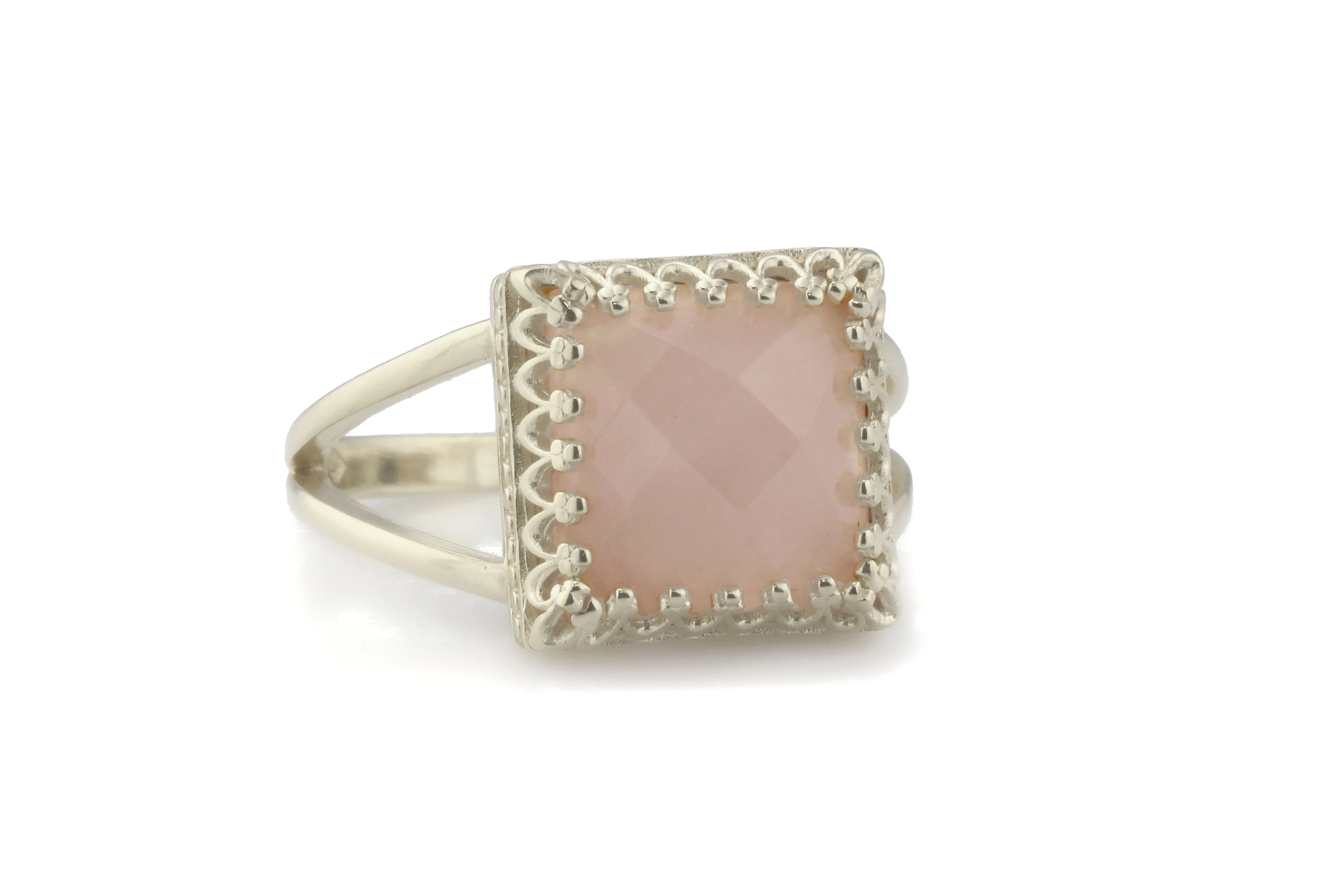 Square Rose Quartz in 14k Rose Gold Ring