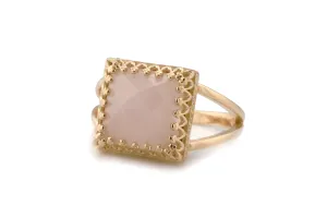 Square Rose Quartz in 14k Rose Gold Ring