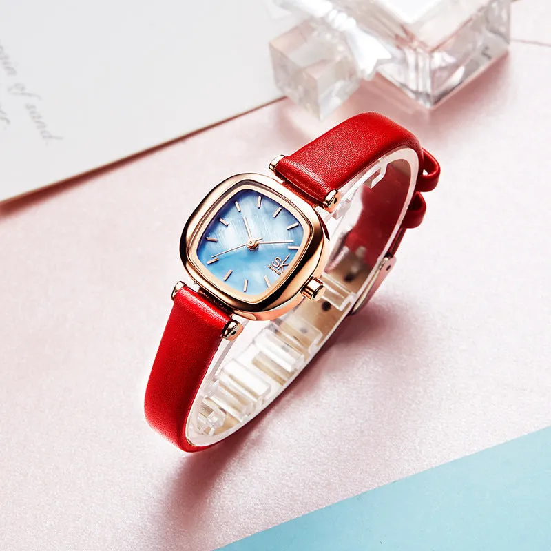 Square Waterproof Belt Quartz Women's Student Watch
